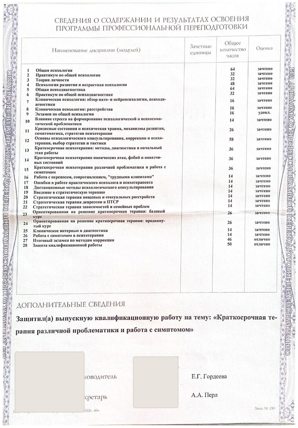 Практический психолог: Дисциплины